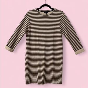 Topshop Striped Knit Sweatshirt Dress Gray Cream Long Sleeve | Size 6